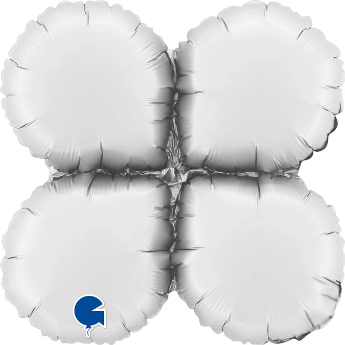 19" (26" Deflated) Standup Base Drops MediumSatin White Foil Balloon