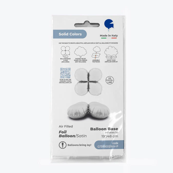 19" (26" Deflated) Standup Base Drops MediumSatin White Foil Balloon - Image 3