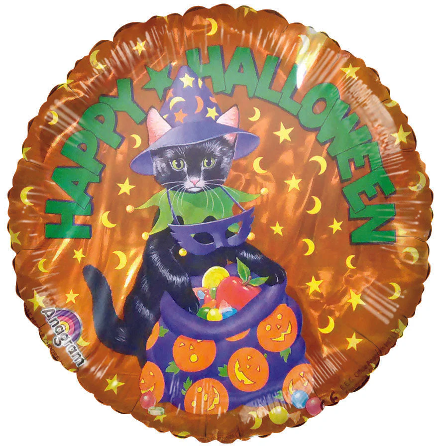 Happy Halloween Cat & Candy Bag Orange Airfill-Only Balloon (Sticks Sold Separately)