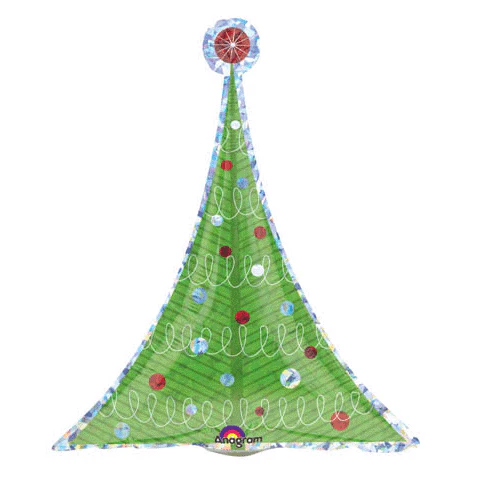 Holographic Mini Shape Christmas Tree Balloon (Sticks Sold Separately)