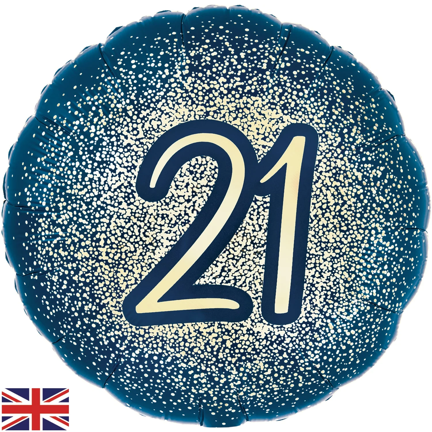 18" 21st Metallic Glitter Birthday Navy Gold Oaktree Foil Balloon