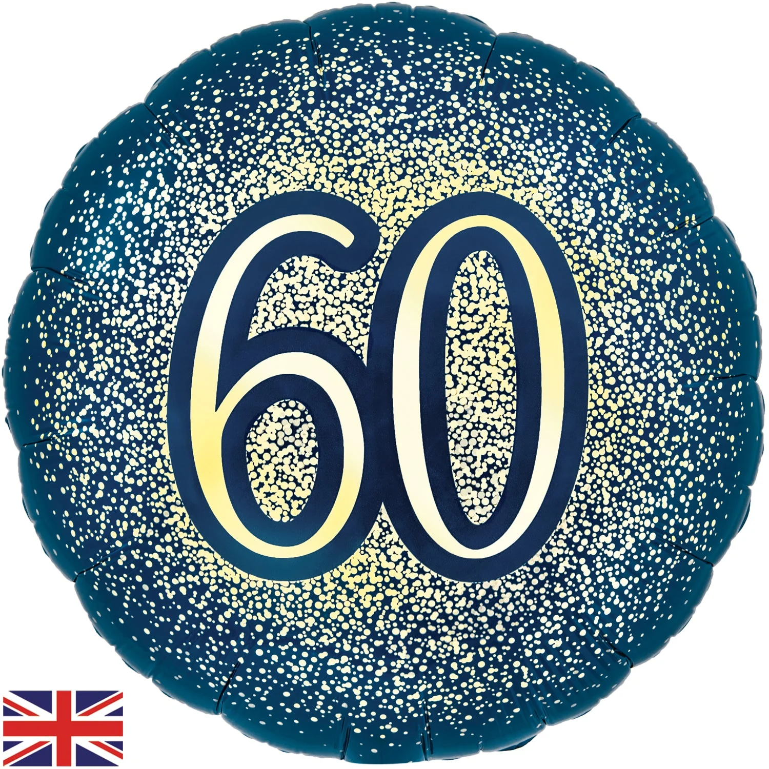 18" 60th Metallic Glitter Birthday Navy Gold Oaktree Foil Balloon
