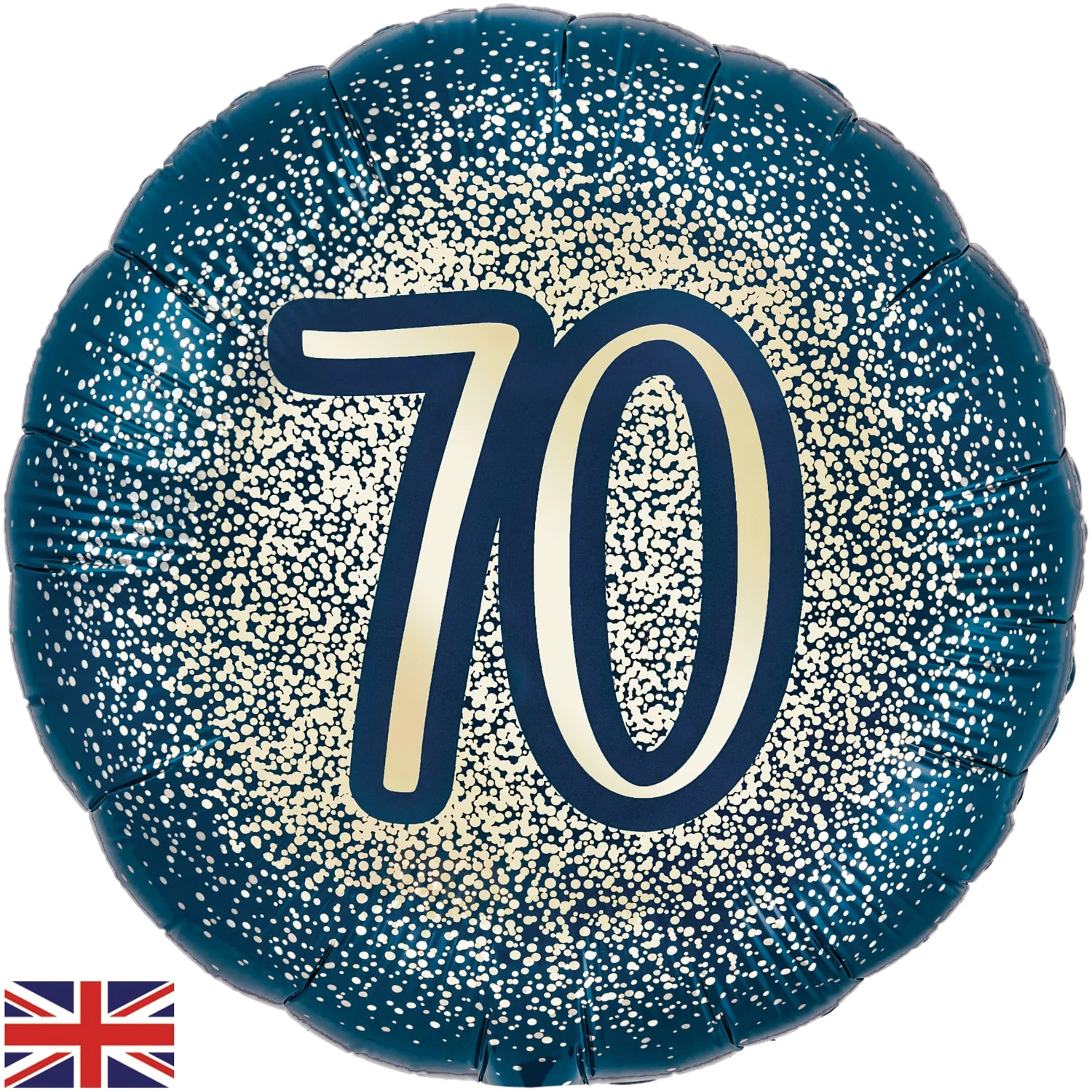 18" 70th Metallic Glitter Birthday Navy Gold Oaktree Foil Balloon
