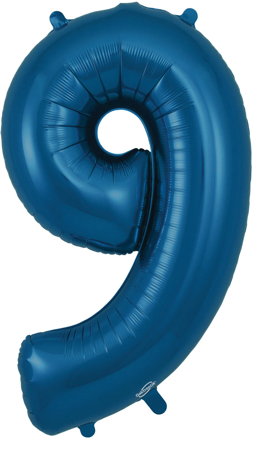 34" Number 9 Navy Blue Oaktree Foil Balloon