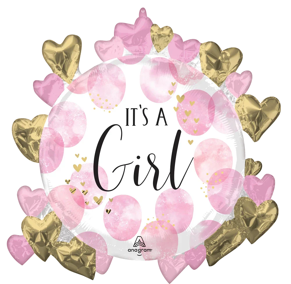 SuperShape Baby Girl Pink Watercolor Foil Balloon